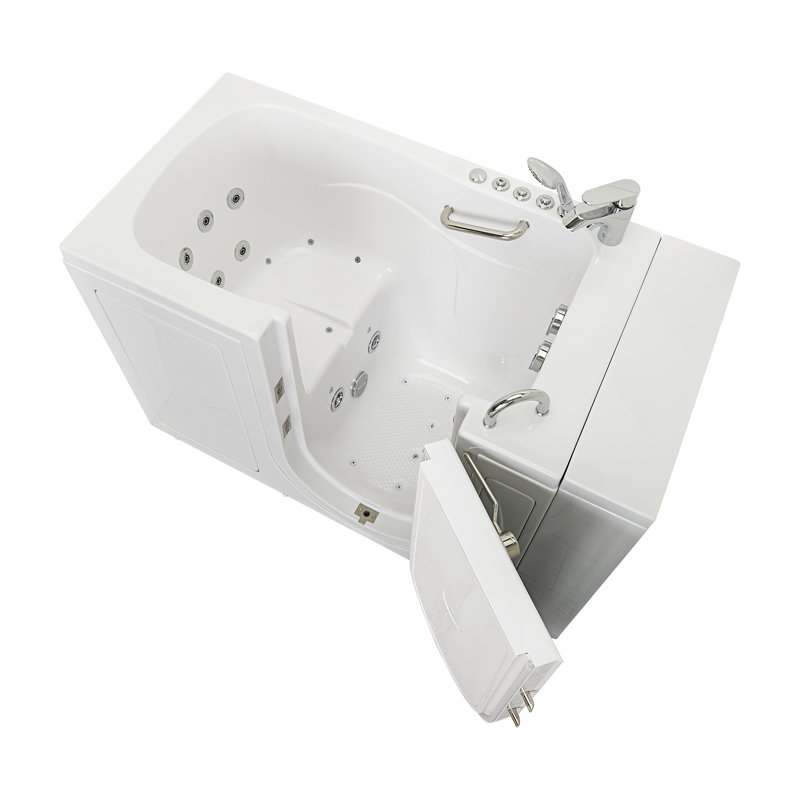 52'' x 32'' White Acrylic Walk-In Bathtub with Hydro Massage