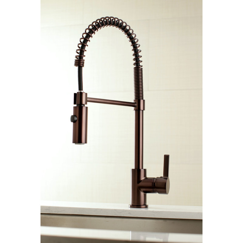 Kingston Brass Continental Single-Handle 1-Hole Deck Mount Pre-Rinse Kitchen Faucet, Oil Rubbed Bronze