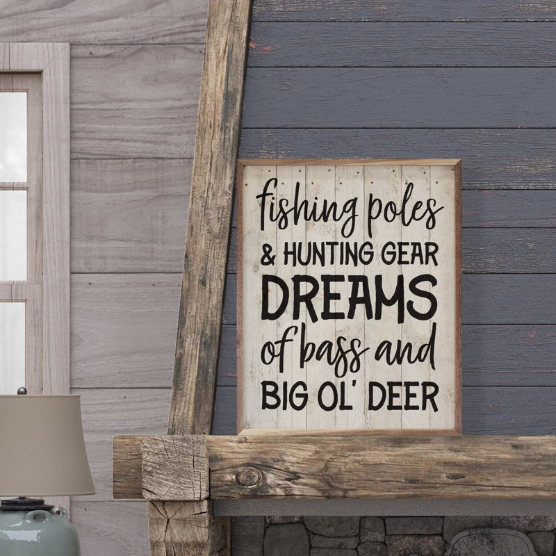 Fishing Poles And Hunting Gear Whitewash, 10" H x 8" W