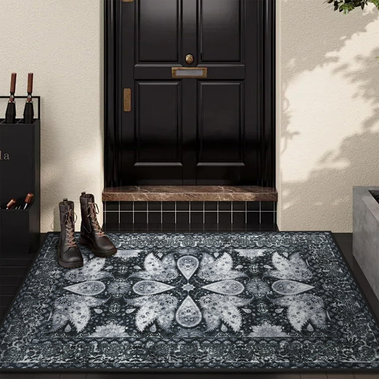 Fillender Large Oriental Floral Living Room Rug Washable Bedroom Rug Non-Slip Colorful Vintage Accent Floor Carpet For Home Decor