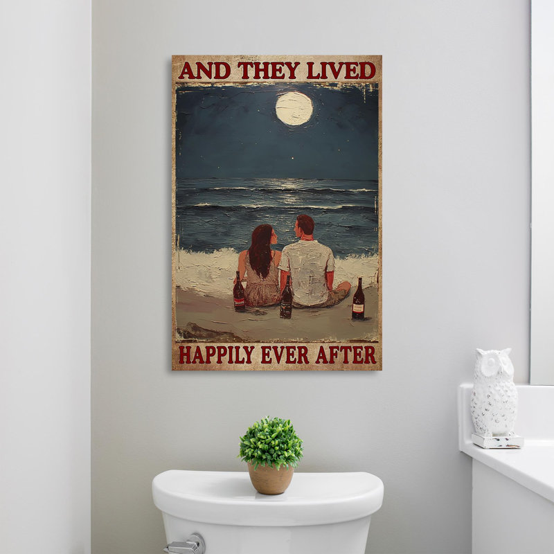 Couple et ils ont survécu heureux après 1 - impression sur toile tendue, L 24 po x H 36 po