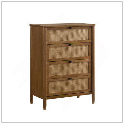 Vichy Wood And Rattan 4-Drawer Chest