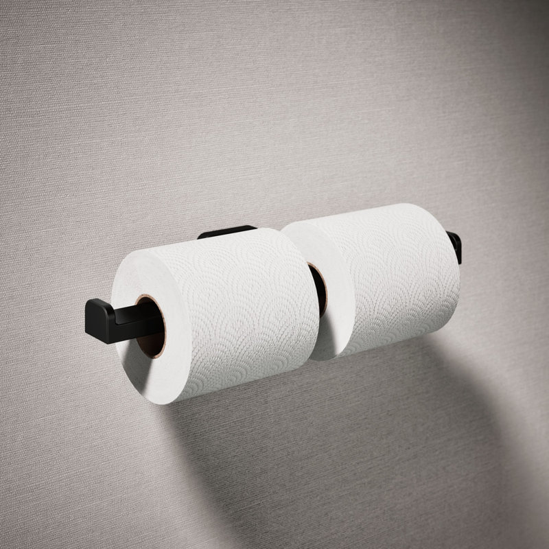 Parallel Double Toilet Paper Holder, Matte Black
