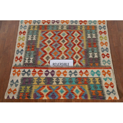 Geometric Wool Kilim Oriental Rug 4x5