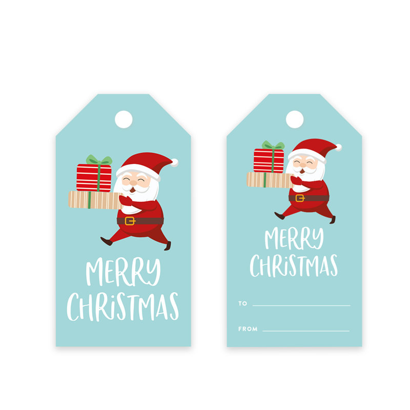  Paquet de 60 étiquettes de cadeaux de Noël «Merry Christmas Santa Carrying Presents»
