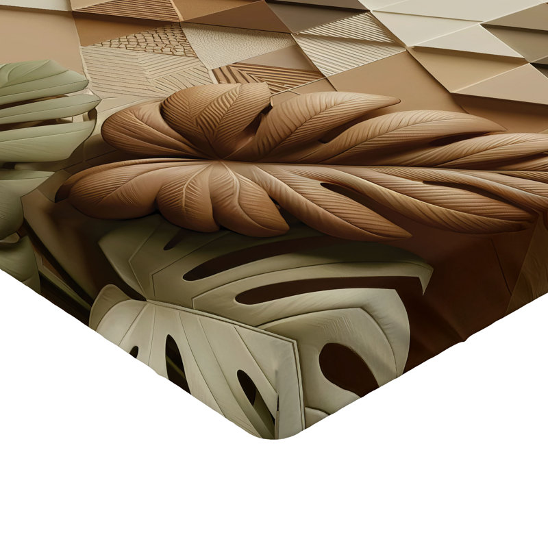 Drap-housse Ambesonne Monstera_ Style scandinave boho_ Cacao vert réséda pâle, Drap-housse grand
