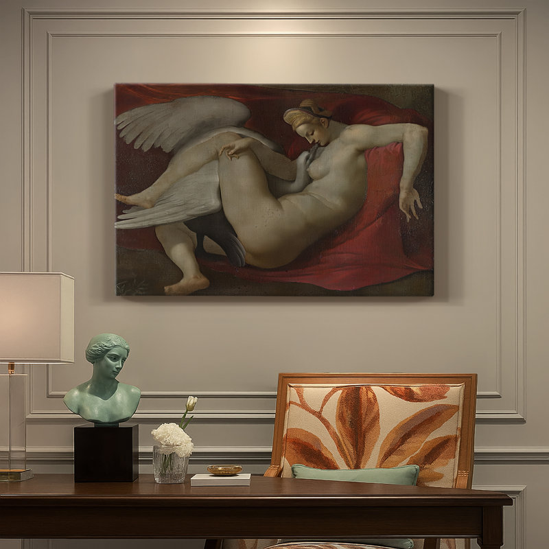Leda and the Swan (16th-Century Copy after Original)-Michelangelo-Gallery Wrapped Canvas-c. 1530, 32 x 48