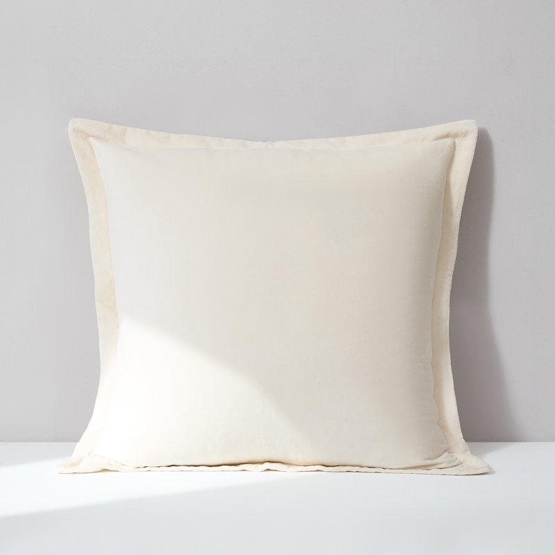 Terran Velvet Cotton Euro Sham Cover Cream, Cream