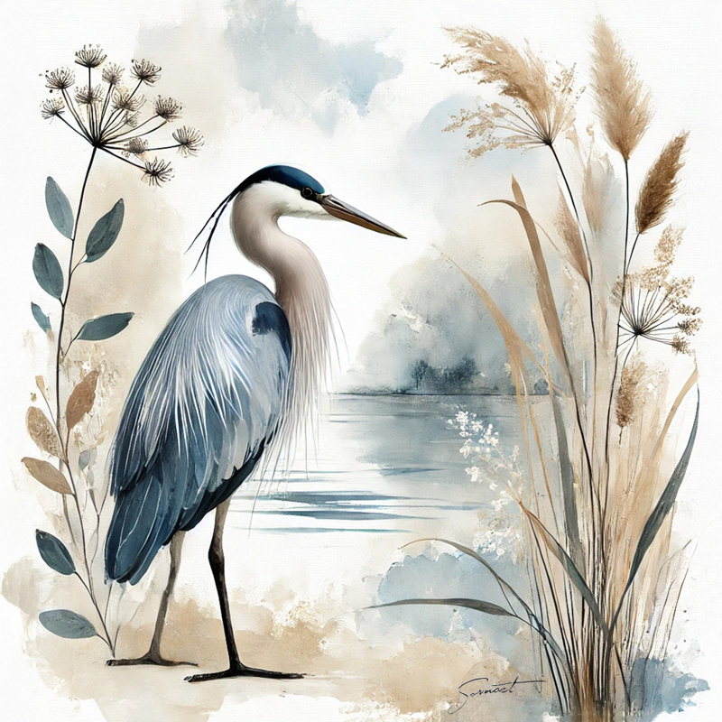 «Nature’s Serenity Blue Heron», impression sur toile, H 12 po x l 12 po x P 1 po