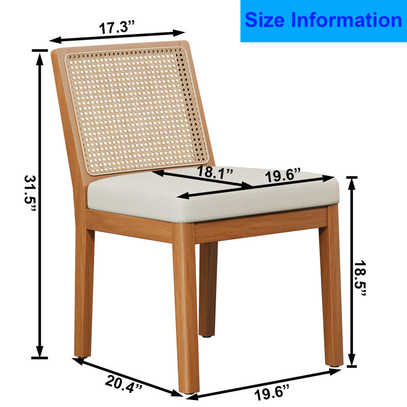 Upholstered Natural Rattan Side Chairs Set Of 2