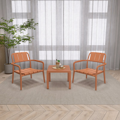 Ensemble de conversation 3 pièces en PP, 2 chaises avec table, meubles polyvalents pour l'intérieur et l'extérieur