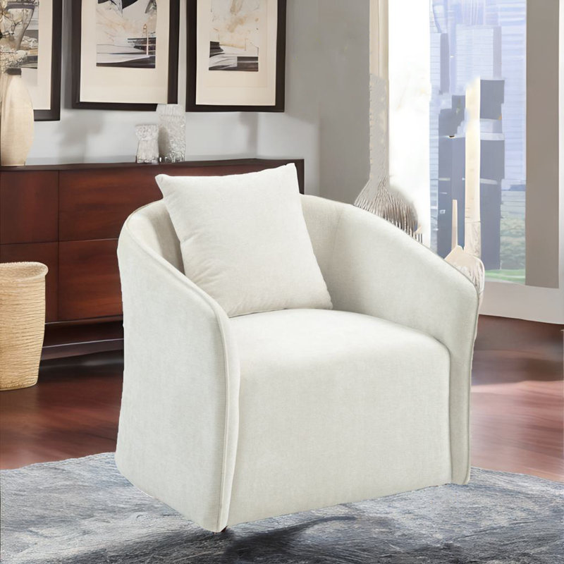 Chaise avec coussin de taille, Velours blanc