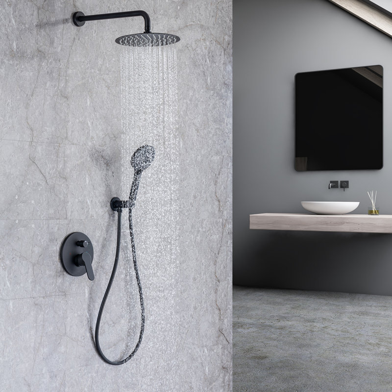 Robinet de douche à pression équilibrée avec valve brute Rainlex Rainlex, Noir mat