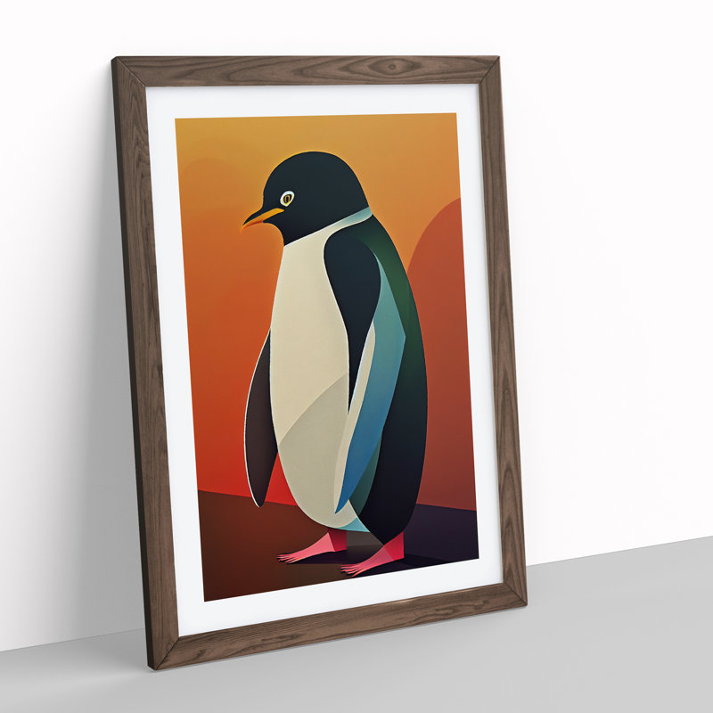 Perfect Penguin Abstract - Wall Art, 64cm H x 46cm W x 2cm D, Walnut