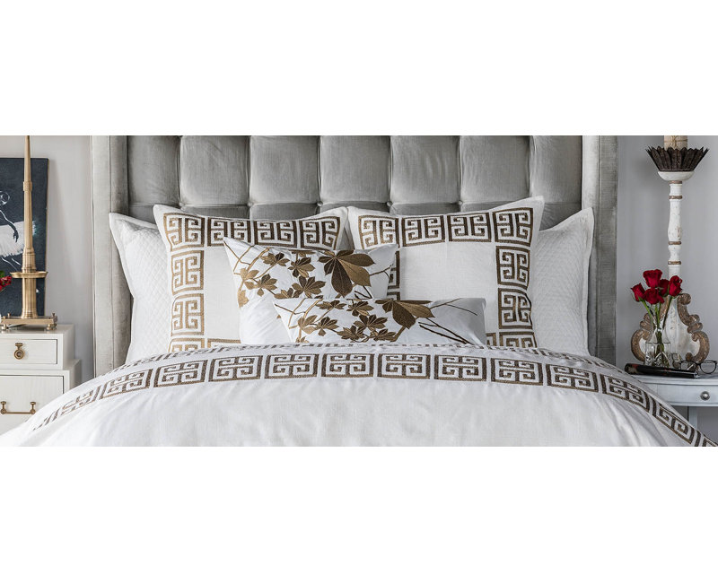 Guy Geometric Feather Throw Pillow, Gold