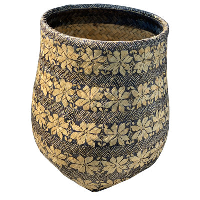 Handpainted Woven Basket With Floral Design
