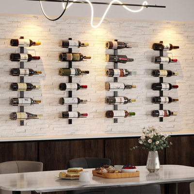 Modular Wall Mounted Ervehe - Expandable Metal Storage Holds 36 Bottles, Space-Saving Vertical Design For Kitchen, Bar, Restaurant & Small Spaces, Perfect Gift For Wine Lovers