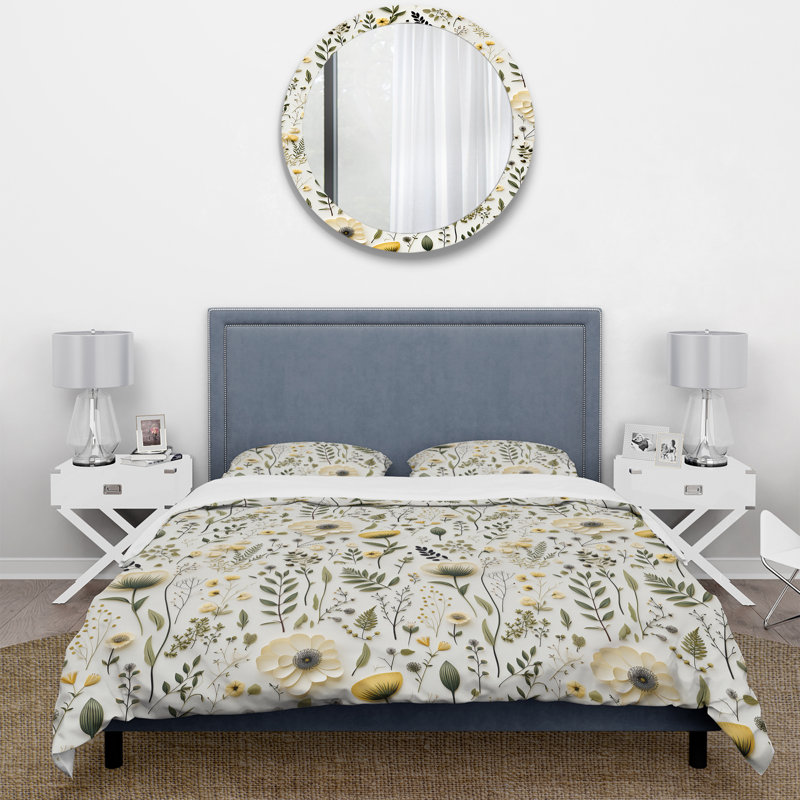 Ensemble de housse de couette Botanical Neutrals Boho, Housse de couette simple + 1 taie décorative stan