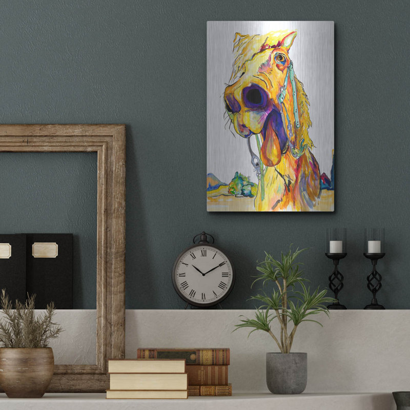  «Horsin 'Around» par Pat Saunders, art mural en métal blanc, 12 po x 16 po, H 16 po x l 12 po