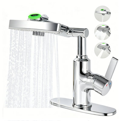 Robinets à DEL pour lavabo de salle de bain, utilisation moderne de meuble-lavabo rotatif en laiton chromé à 360 °