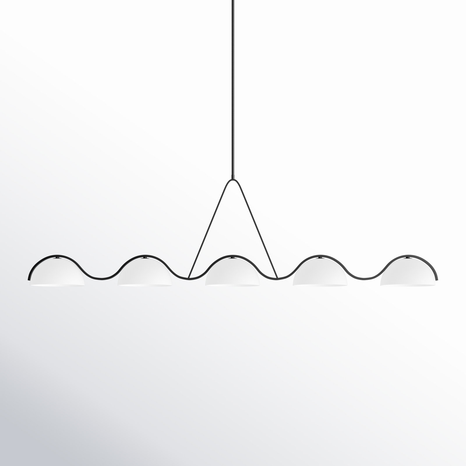 River 5 Light Glass Steel Dimmable Pendant