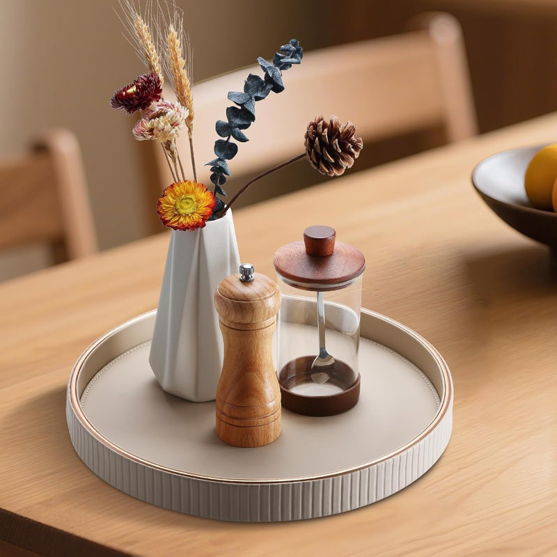 Leather Tray, Beige