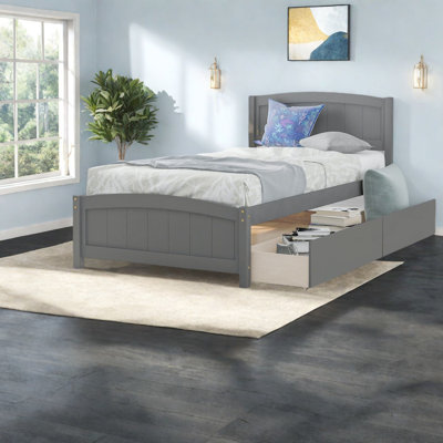 Lit plateforme simple peu encombrant, rangement en bois massif