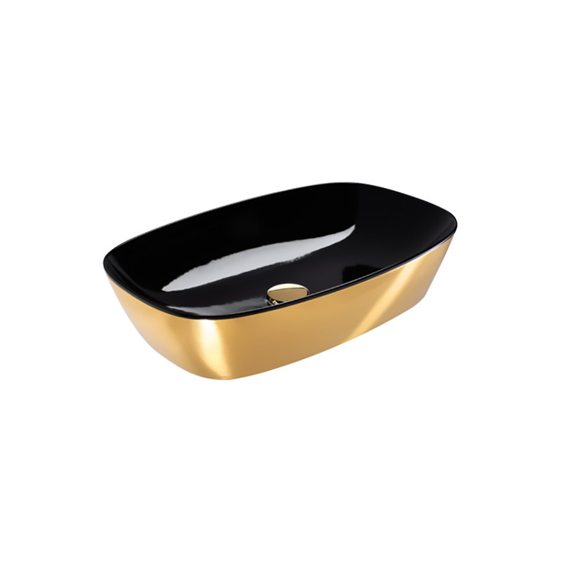 Gold And Silver 23.62'' L Bathroom Sink, Black/Gold