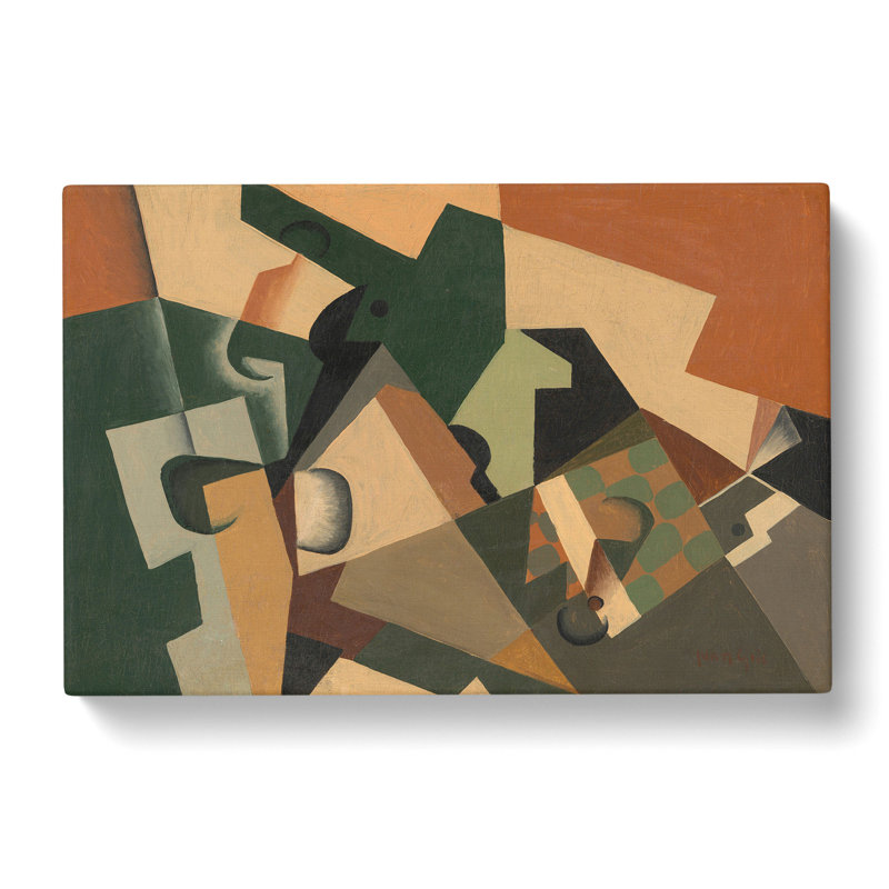 Glass And Checkerboard by Juan Gris - Wrapped Canvas Painting, 35cm H x 50cm W x 3cm D