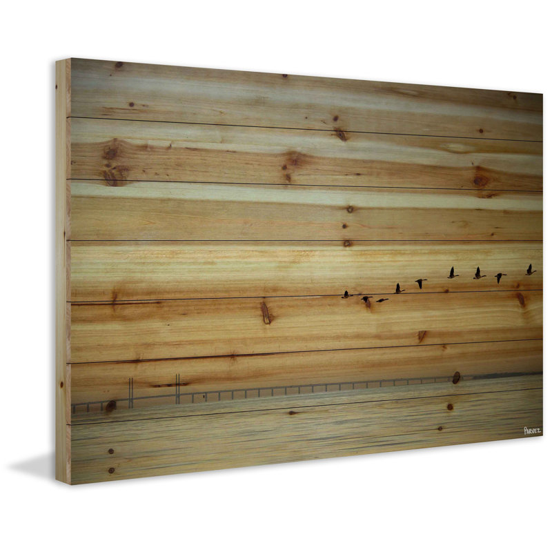 In formation par Parvez Taj - reproduction sur bois, H 30 po x l 45 po x p 1,5 po