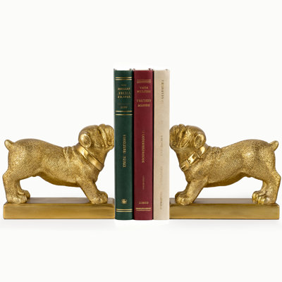 Set Of 2 Gold Bulldog Bookends