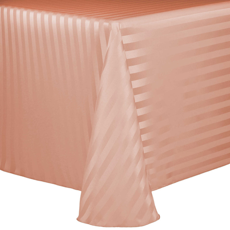 Ultimate Textile Satin Stripe Rectangular Tablecloth, Peach, 156" x 108", 3