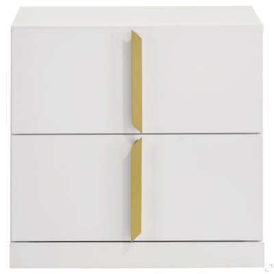 White High Gloss 2-drawer Nightstand