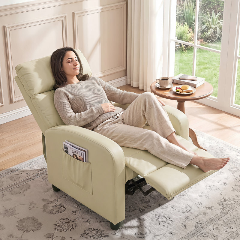 68cm Wide, Cream White Faux Leather