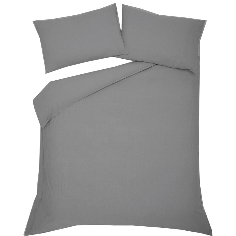 Percale Duvet Cover, Queen Comforter + 2 Shams, Charcoal