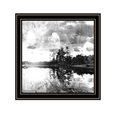 Lakeside Pines Framed On Wood Print