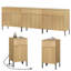 Ensemble de chambre à coucher WAMPAT 5 pièces avec 3 armoires de rangement et 2 tables de chevet avec chargeur, suite de chambre à coucher en bois cannelé avec tiroirs et portes, ensemble de rangement moderne assorti pour la chambre à coucher-118099888