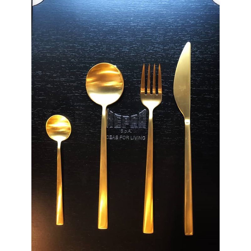 MEPRA MOVIDA Stainless Steel Flatware Set, Ice Gold