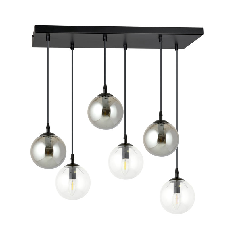 Cadesha 6 - Light Black Cluster Pendant, Graphite/Transparent