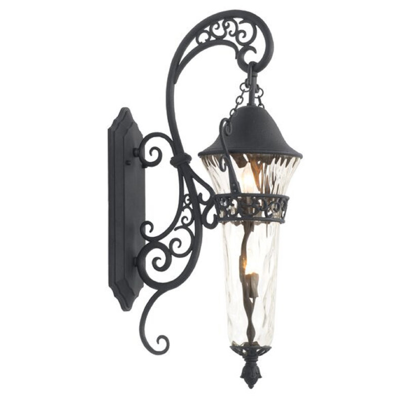Anastasia Outdoor 2 LT Matte Black Outdoor Wall Sconce Kalco, 31" H x 12.5" W x 16" D, Textured Matte Black