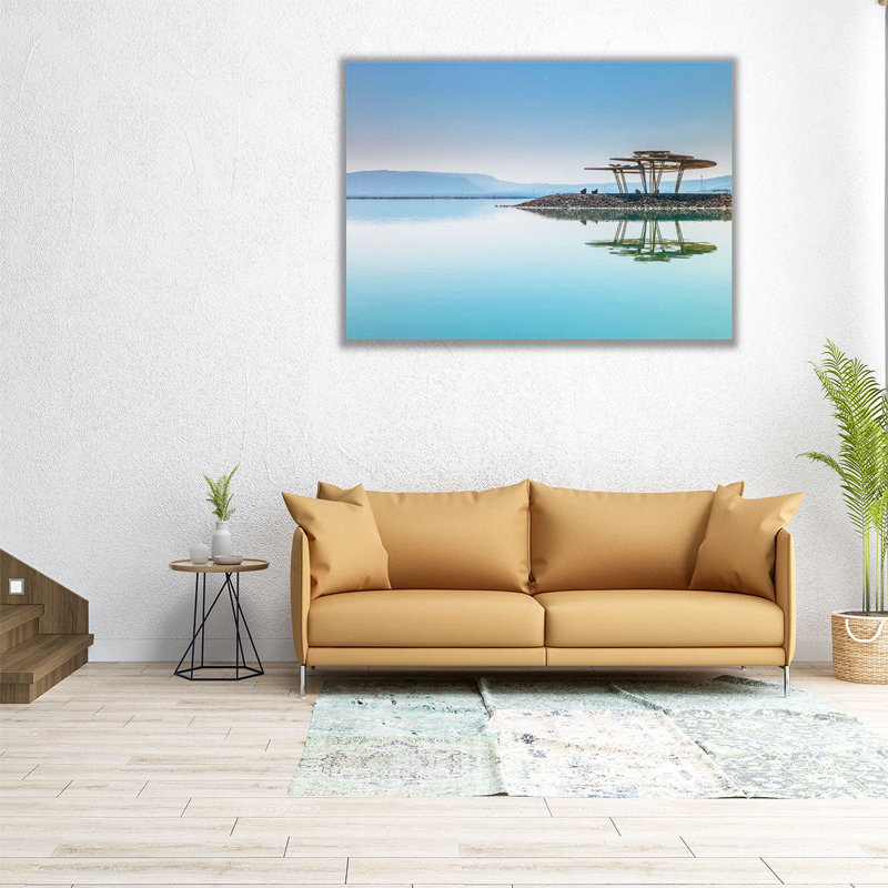 Station balnéaire sur la mer Morte, Israël - reproduction d'art sur toile, H 12 po x l 16 po