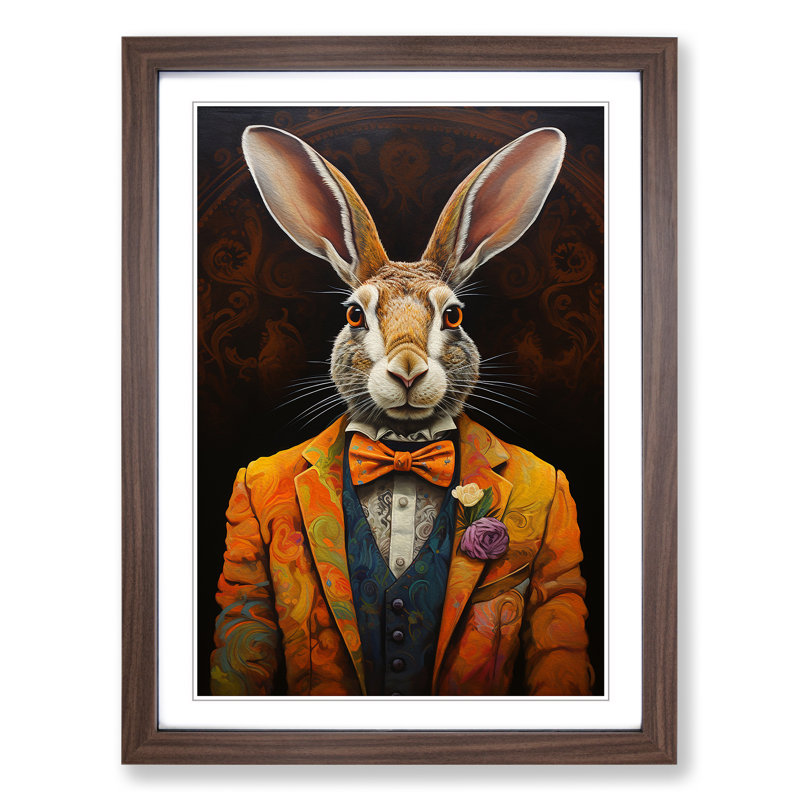 Hare Contemporary - Framed Print, Walnut, 64cm H x 46cm W x 2cm D