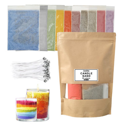 Ensemble de 10 bougies perlées à faire soi-même - bougie de sable colorée avec trousse de fabrication de bougies 50 pièces, amateurs d'artisanat, pour Halloween, Noël, mariage