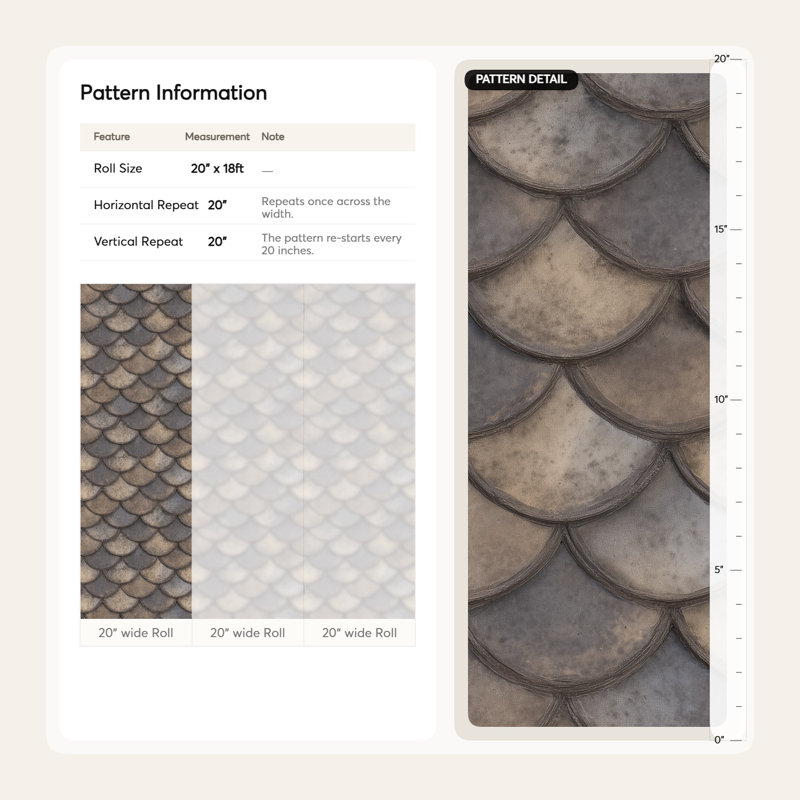 Scalloped Wallpaper Geometric Rustic Wall Mural