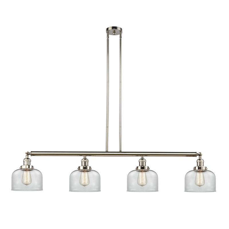Lemire 4 - Light Kitchen Island Pendant, Clear, Polished Nickel, Yes