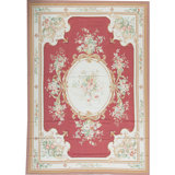 Hand-Knotted High-Quality Red and Ivory Area Rug