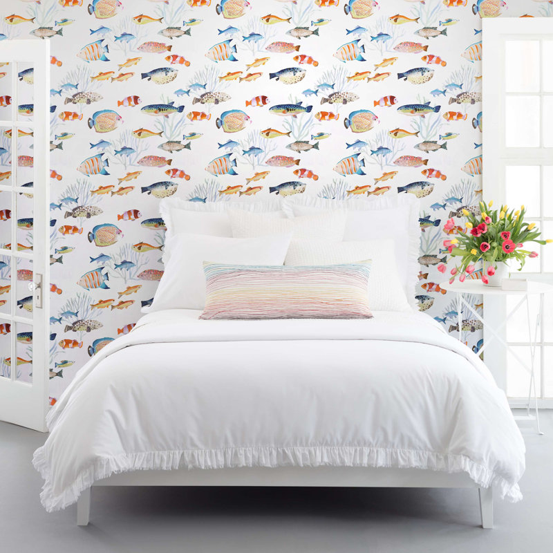 Papier peint Happy Fish, Jaune