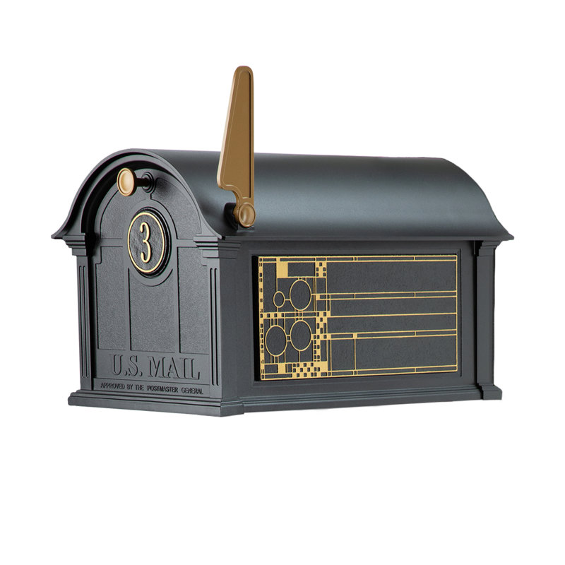 Package: Balmoral Mailbox Frank Lloyd Wright Coonley Package #1 (Balmoral Mailbox, Personalized Door Medallion, Non-Personalized Coonley Sides)