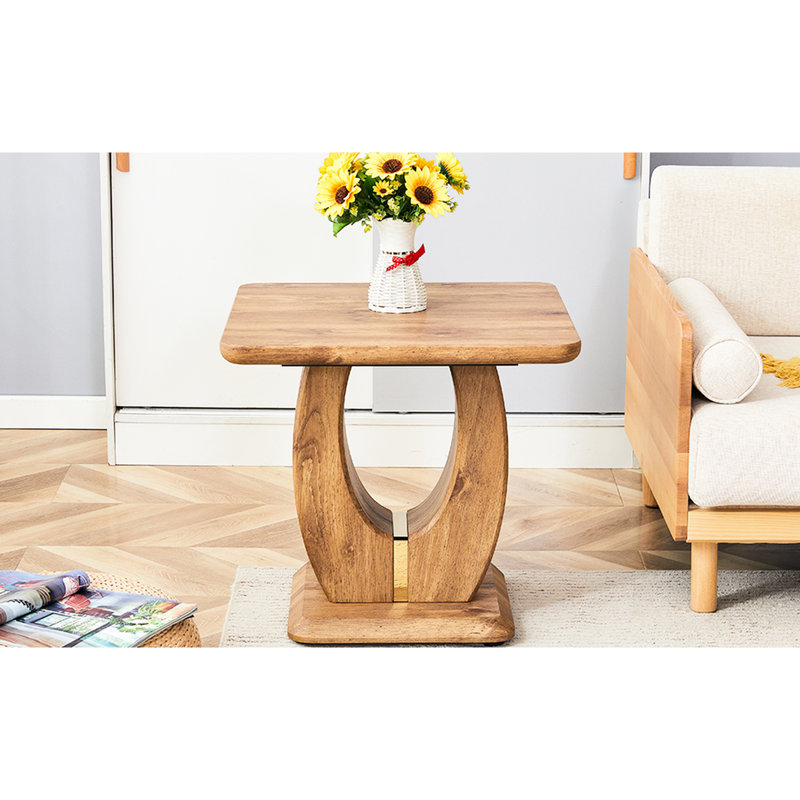Table basse carrée avec motif d'autocollant grain de bois - 23,6 * 23,6 * 21,3 pouces, et construction, détails décoratifs dorés, surface facile à nettoyer, bords sécuritaires, utilisation polyvalente, 3 couleurs au choix