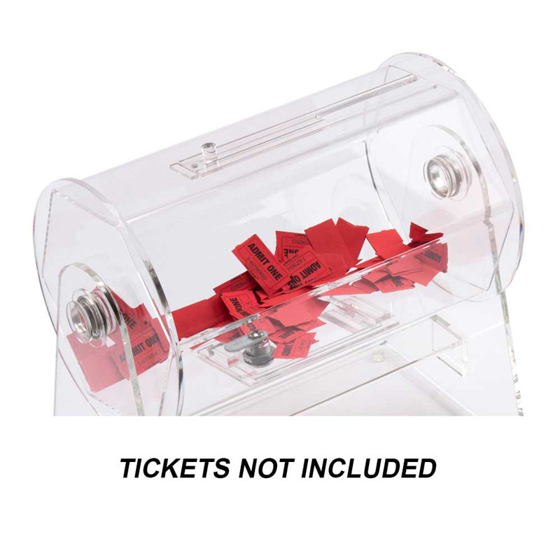 Petit tambour à billets de tombola en acrylique - peut contenir 2 000 billets, H 11,8 po x l 7 po x L 12,25 po